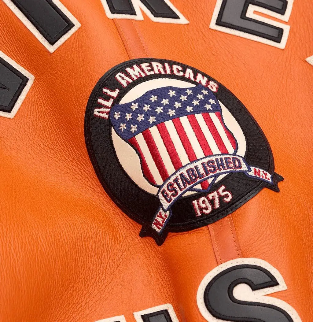 Avirex Orange Shearling Leather Jacket – Logo Detail