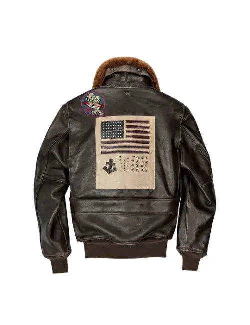 Avirex Brown G-1 Goatskin Bomber Jacket – Back View