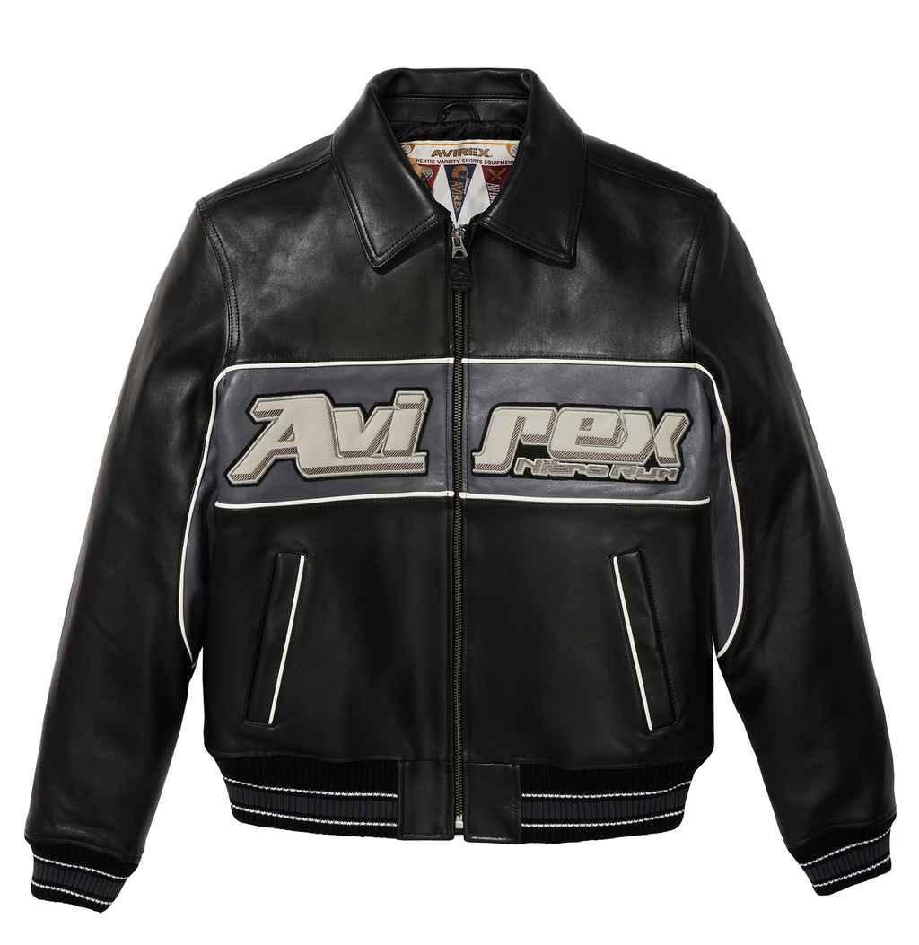 Avirex Nitro Run Jet Black Leather Jacket