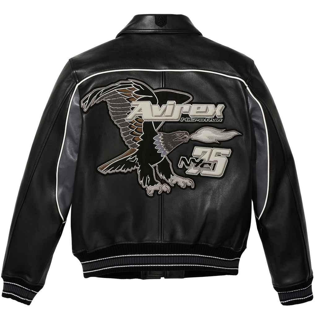 Avirex Nitro Run Jet Black Leather Jacket – Back View