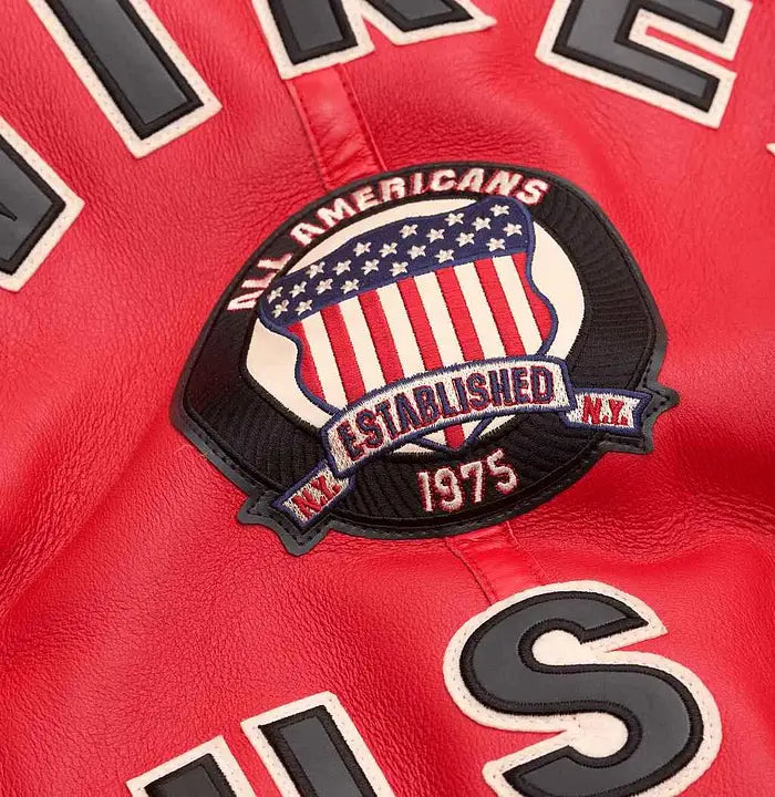 Avirex Red Shearling Leather Jacket – Logo Detail 2