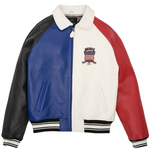 Avirex Color Block Icon Leather Bomber Jacket
