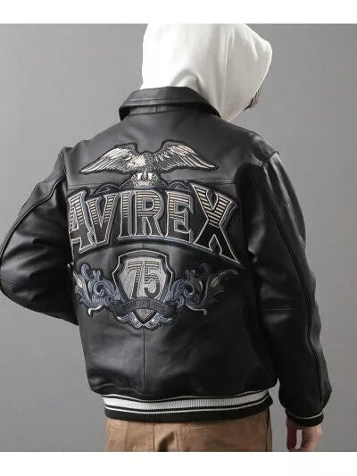 Men's Avirex Classic King 75 Black Aviator Jacket – Back View