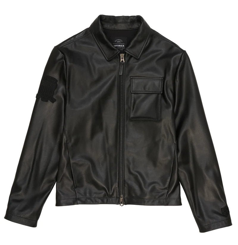 Avirex Leather Aviator Shirt Jacket