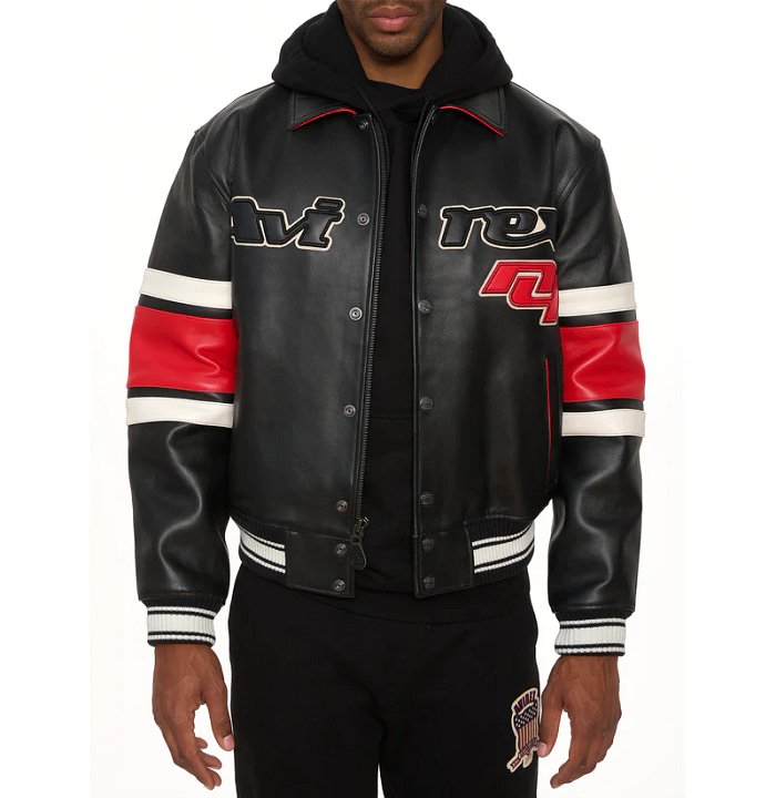 Avirex The Legend Lambskin Leather Bomber Jacket – Front View 4