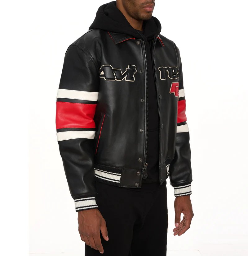 Avirex The Legend Lambskin Leather Bomber Jacket – Front View 2