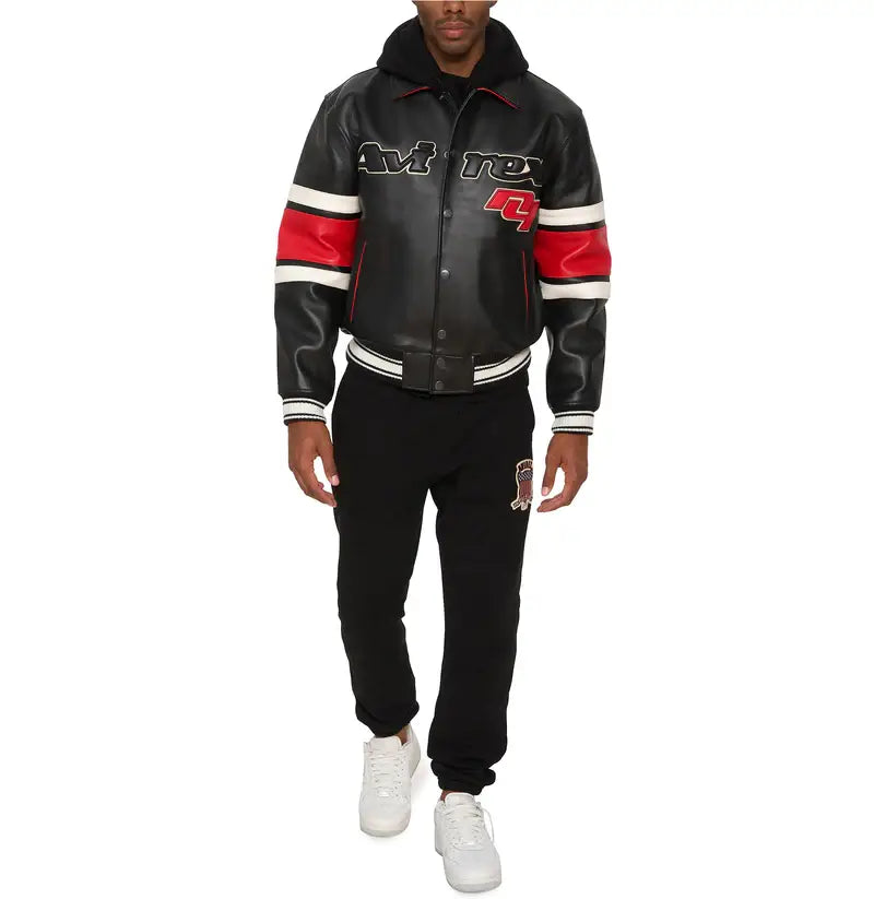 Avirex The Legend Lambskin Leather Bomber Jacket – Front View
